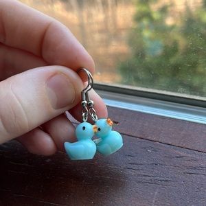 Blue rubber ducky earrings